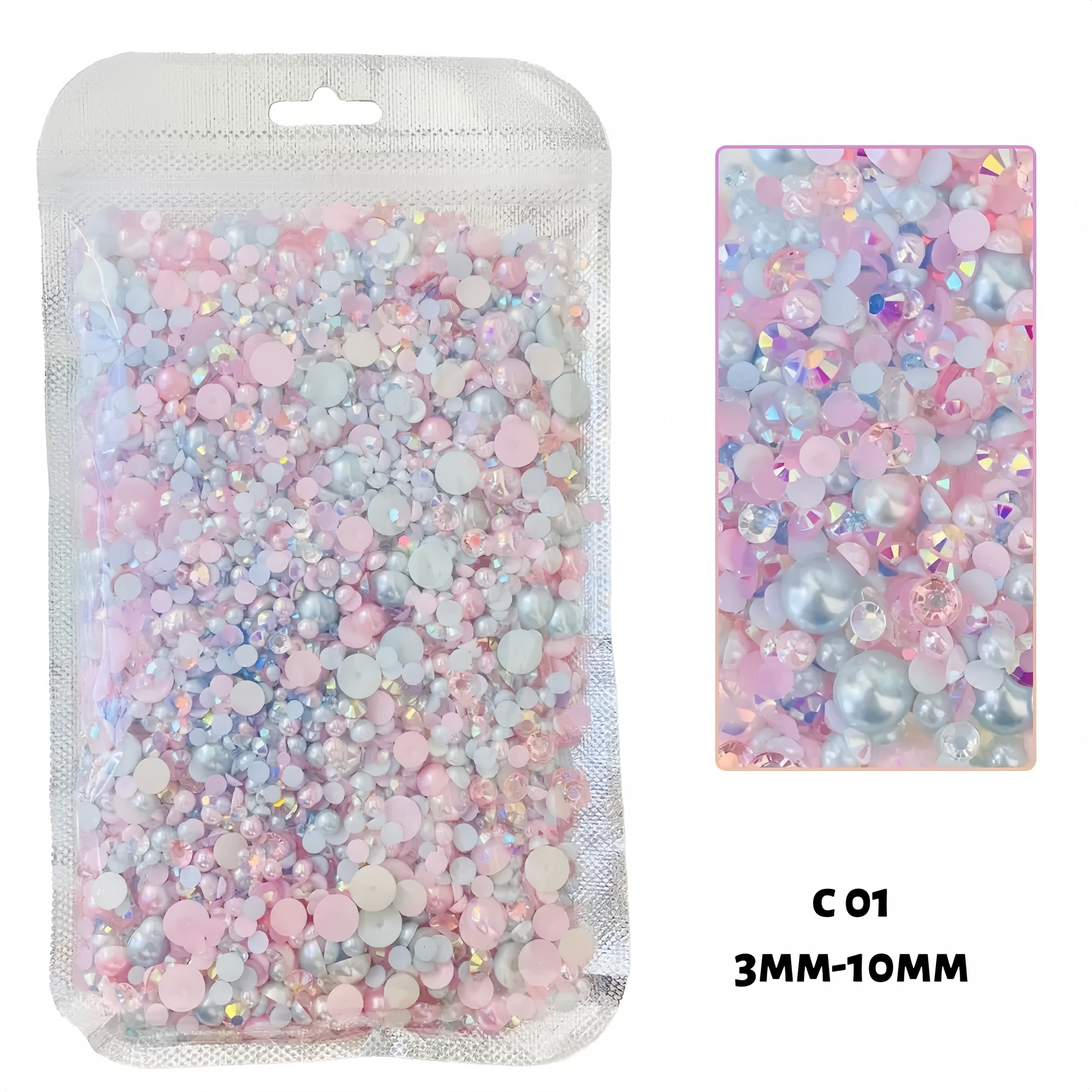 Flatback Resin Pearl & Rhinestone Mix: Craft Embellishments (30g/bag) C01