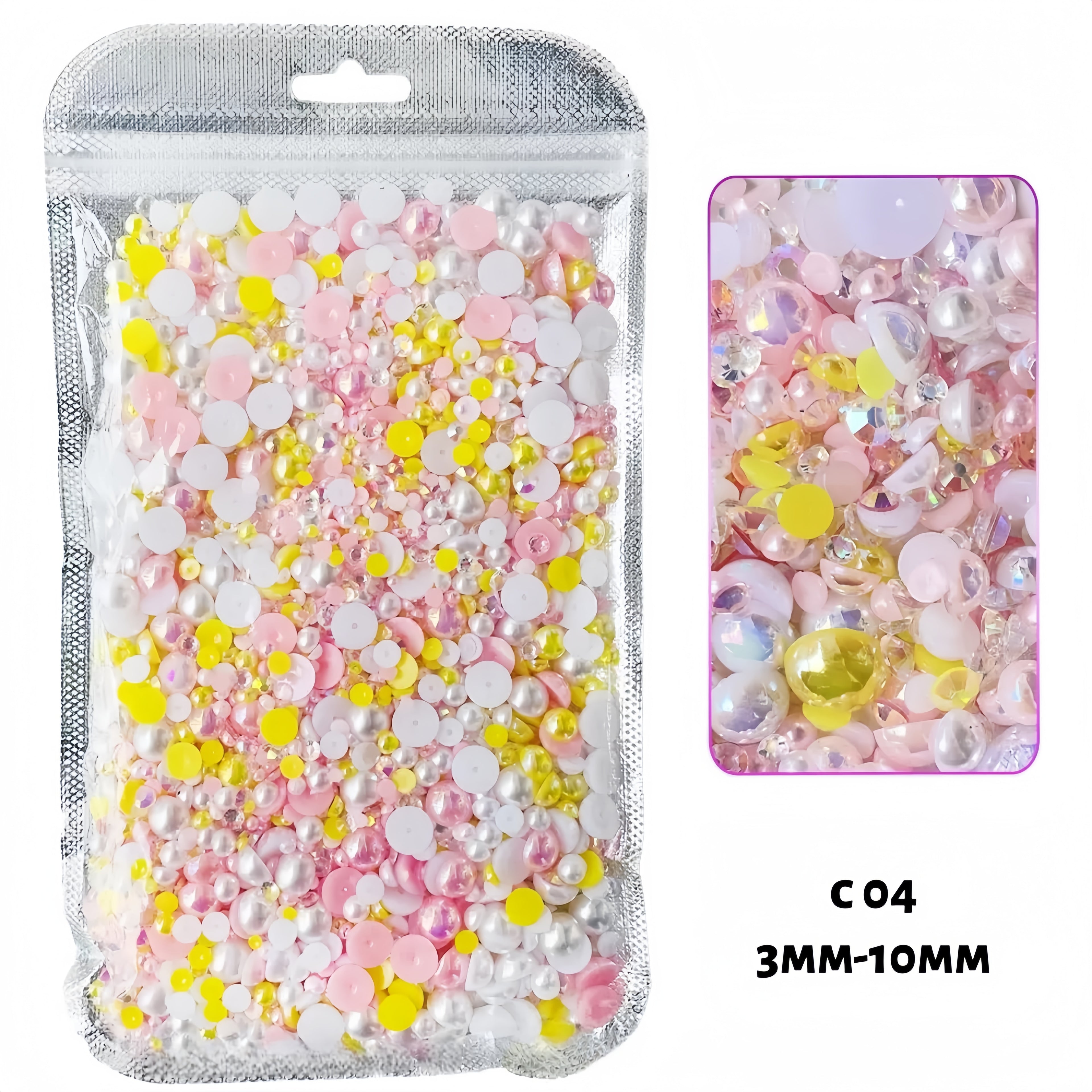 Flatback Resin Pearl & Rhinestone Mix: Craft Embellishments (30g/bag) C04