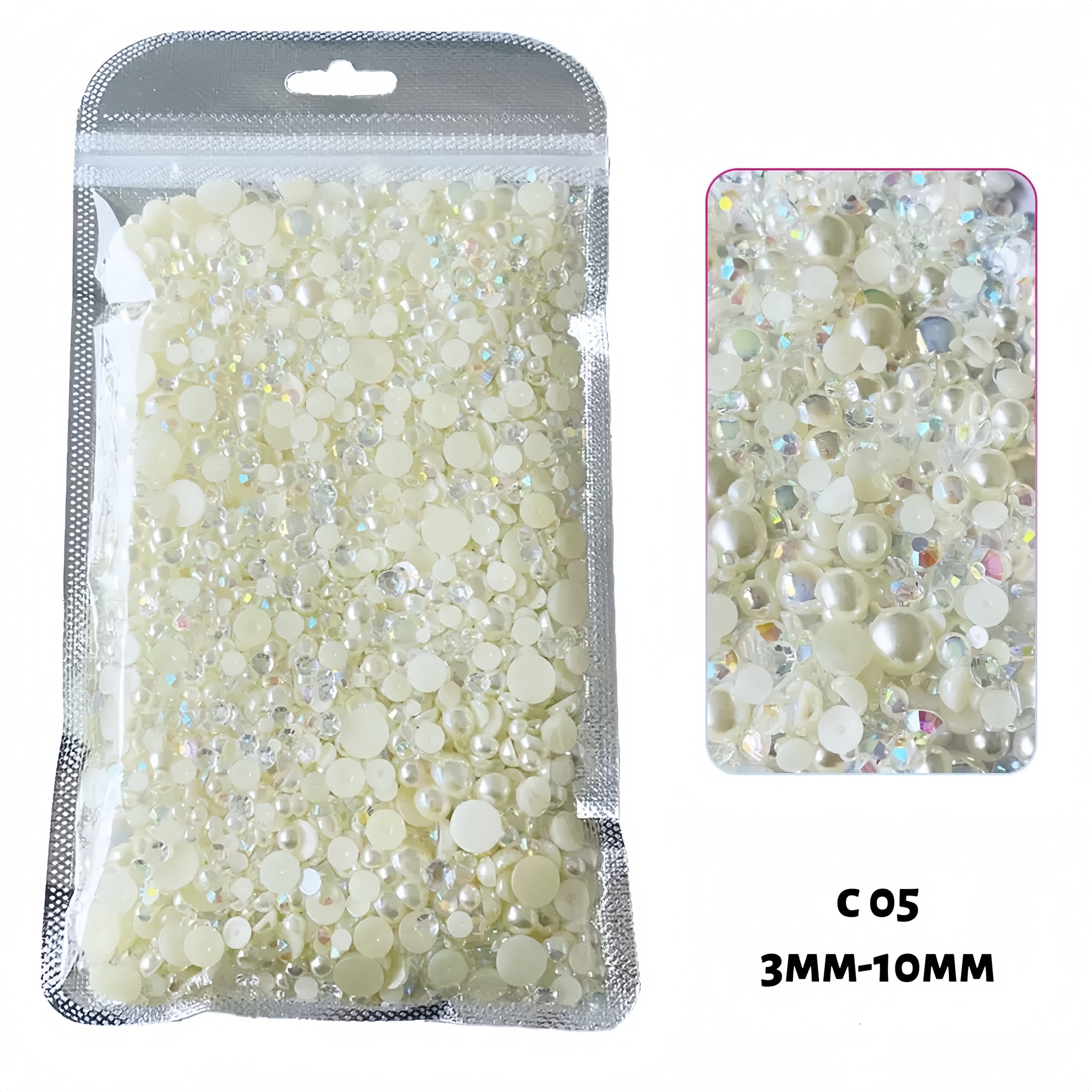 Flatback Resin Pearl & Rhinestone Mix: Craft Embellishments (30g/bag) C05